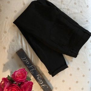 Black distressed jeans with sequin peek thru